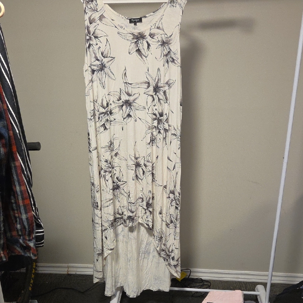 Lily Morgan Floral High-Low Maxi Dress - Ivory/Black
